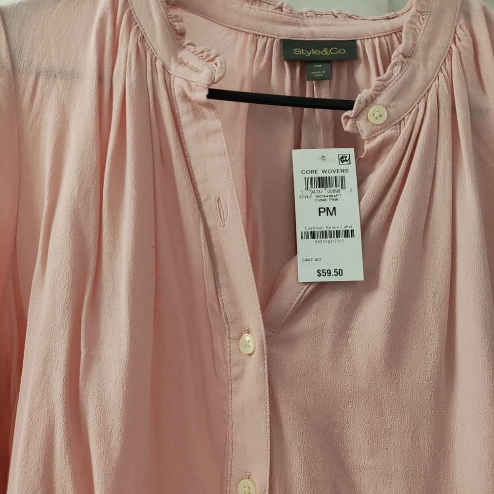 Style & Co. Soft Pink Button-Down Blouse (PM)